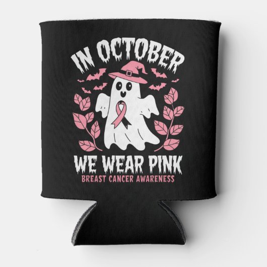 In oktober Draag we roze halloween heks Blikjeskoeler (Voorkant)