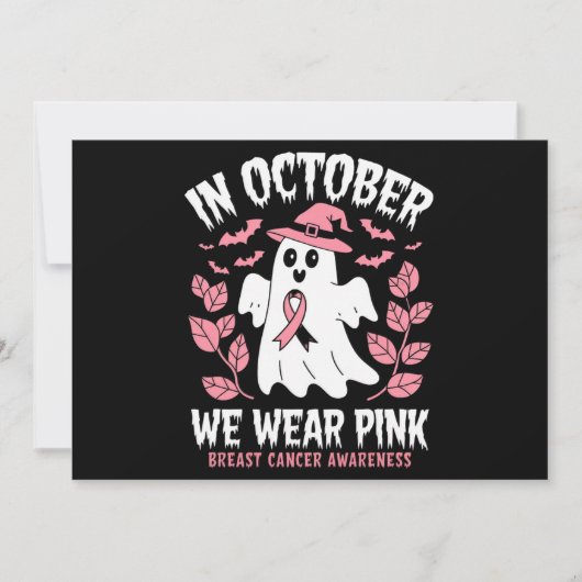 In oktober Draag we roze halloween heks Kaart (Voorkant)
