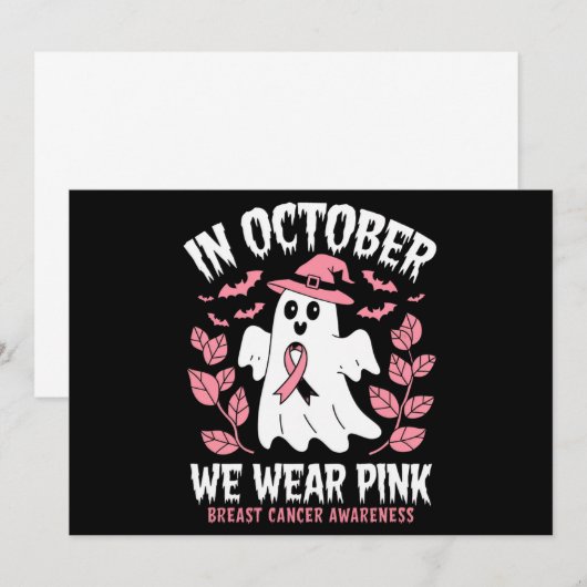 In oktober Draag we roze halloween heks Kaart (Voorkant / Achterkant)