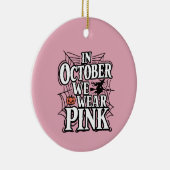 In oktober Draag we roze halloween heks Keramisch Ornament (Rechts)