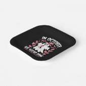 In oktober Draag we roze halloween heks Papieren Bordje (Gebogen)