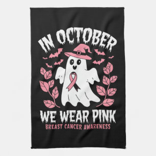 In oktober Draag we roze halloween heks Theedoek