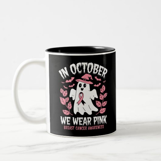 In oktober Draag we roze halloween heks Tweekleurige Koffiemok (Links)