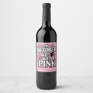 In oktober Draag we roze halloween heks Wijn Etiket