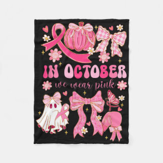 In oktober Draag we roze Halloween Preppy Ghost Br Fleece Deken