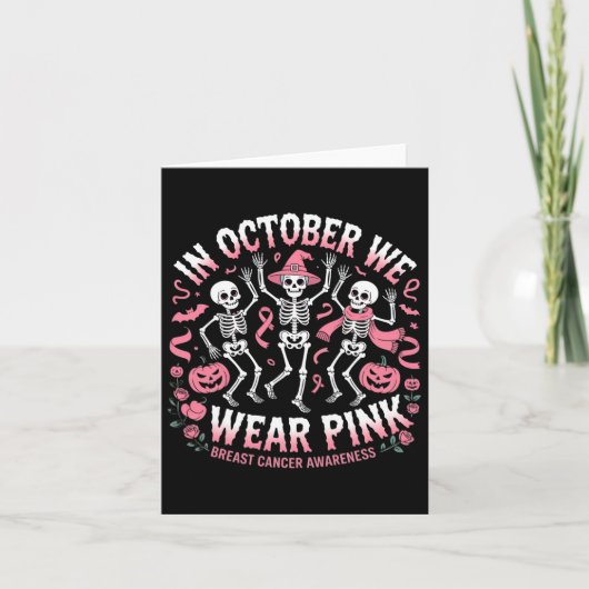 In oktober Draag we roze halloween skeletbreast Kaart (Voorkant)