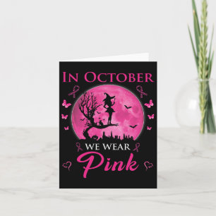 In oktober Draag we roze halloween witch breast ca Kaart