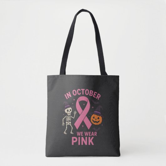 In oktober Draag we roze Halloweenborst Tote Bag (Voorkant)