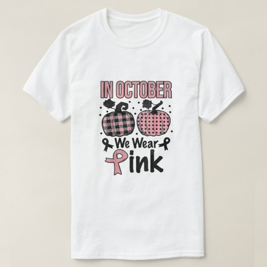 In oktober draag we roze Happy Halloween Breast T-shirt (Design voorkant)