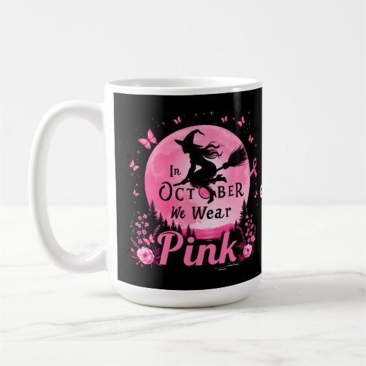 In oktober Draag we roze heks borstkanker Koffiemok (Links)