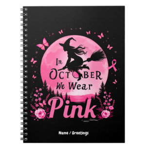 In oktober Draag we roze heks borstkanker Notitieboek