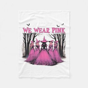 In oktober Draag we roze heks halloween breast can Fleece Deken