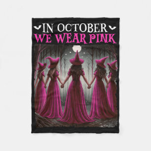 In oktober Draag we roze heks halloween breast can Fleece Deken