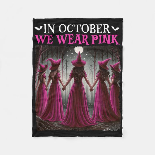 In oktober Draag we roze heks halloween breast can Fleece Deken (Voorkant)