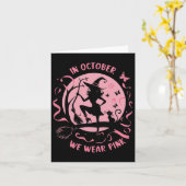 In oktober Draag we roze heks halloween breast can Kaart (Gele Bloem)