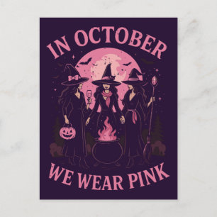 In oktober Draag we roze heksen Feestdagenkaart