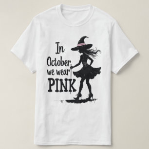 In oktober Draag we roze heksen Halloween T-shirt