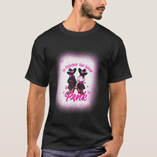 In oktober Draag we roze herfst zuster Witc T-shirt (Voorkant)