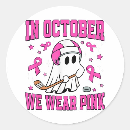 In oktober Draag we roze hockey Ronde Sticker (Voorkant)