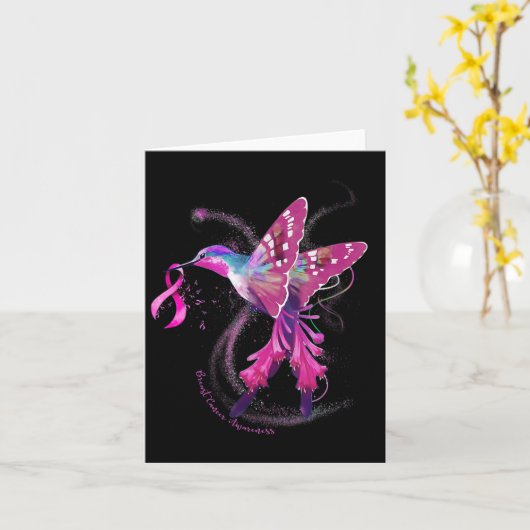 In oktober Draag we roze Hummingbird Breast Cancer Kaart (Gele Bloem)