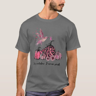 In oktober Draag we roze Hummingbird Breast Cancer T-shirt