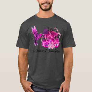 In oktober Draag we roze Hummingbird Breast Cancer T-shirt
