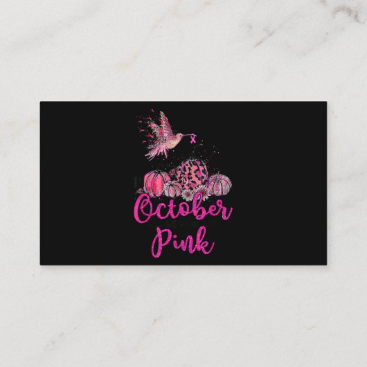 In oktober Draag we roze Hummingbird Breast Cancer Visitekaartje (Achterkant)