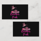 In oktober Draag we roze Hummingbird Breast Cancer Visitekaartje (Voorkant / Achterkant)
