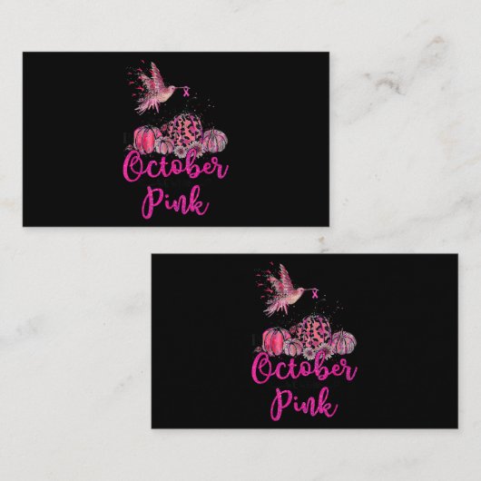 In oktober Draag we roze Hummingbird Breast Cancer Visitekaartje (Voorkant / Achterkant)