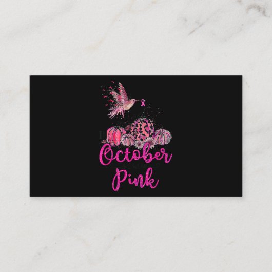 In oktober Draag we roze Hummingbird Breast Cancer Visitekaartje (Voorkant)