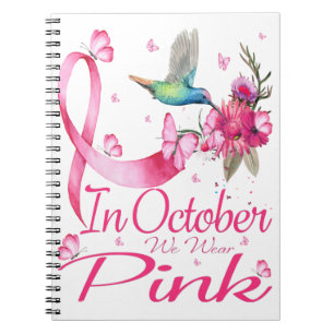 In oktober Draag we roze Hummingbird Ribbon Notitieboek