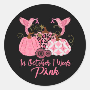 In oktober Draag we roze kalkoen Ronde Sticker