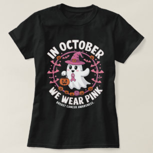 In oktober Draag we roze kankerwaarschuwing Hallow T-shirt