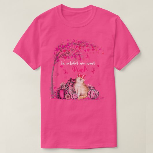 In oktober Draag we roze kat borstkanker Awa T-shirt (Design voorkant)