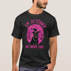 In oktober Draag we roze kat wat zwarte kat moord T-shirt