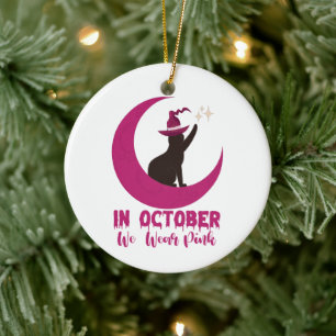 In oktober Draag we roze kattenborst Keramisch Ornament
