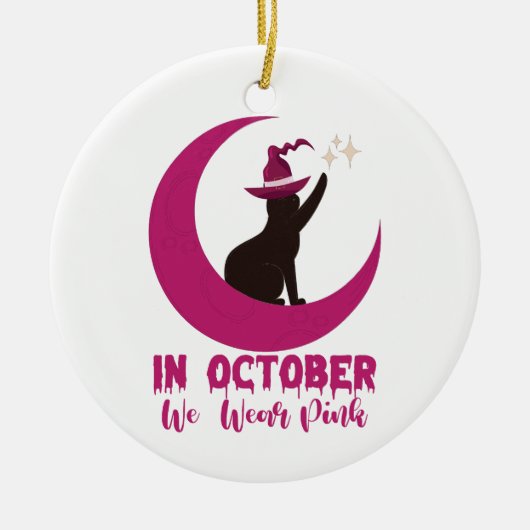 In oktober Draag we roze kattenborst Keramisch Ornament (Voorkant)