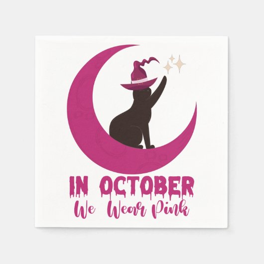 In oktober Draag we roze kattenborst Servet (Voorkant)