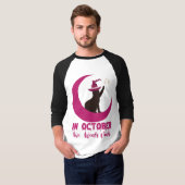 In oktober Draag we roze kattenborst T-shirt (Voorkant volledig)