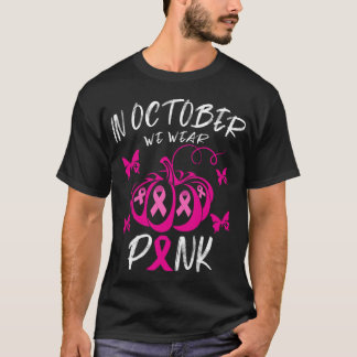 In oktober Draag we roze koolstof vlinder borstkas T-shirt