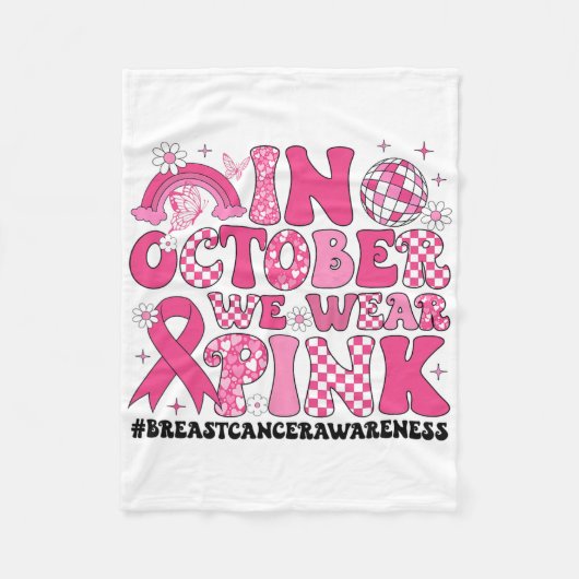 In oktober Draag we roze koolstofborst-kanker Fleece Deken (Voorkant)