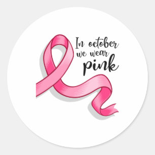 In oktober Draag we roze koolstofborst-kanker Ronde Sticker