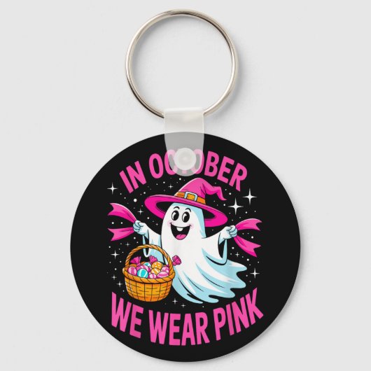 In oktober Draag we roze koolstofborst-kanker Sleutelhanger (Voorkant)