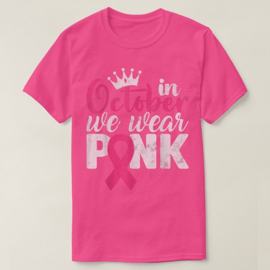In oktober Draag we roze koolstofborst-kanker T-shirt (Design voorkant)