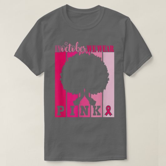 In oktober Draag we roze koolstofborst-kanker T-shirt (Design voorkant)