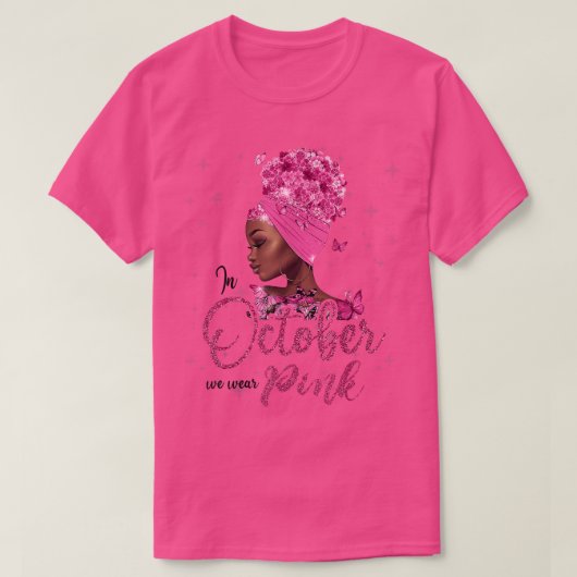 In oktober Draag we roze koolstofborst-kanker T-shirt (Design voorkant)
