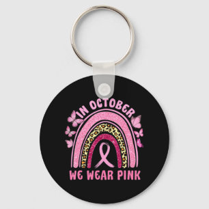 In oktober Draag we roze leopard Breast Cancer Awa Sleutelhanger