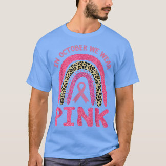 In oktober Draag we roze leopard Breast Cancer Awa T-shirt