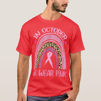 In oktober Draag we roze leopard Breast Cancer Awa T-shirt