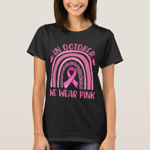 In oktober Draag we roze leopard Breast Cancer Awa T-shirt
